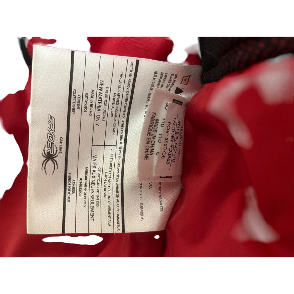 Kids‎ Spyder Ski Snow Jacket Black Red Spider Web Print Size 6